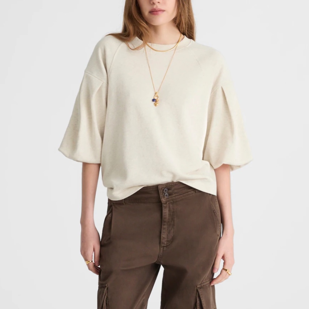 Madewell Puff-Sleeve Sweatshirt Tee – Black / Large - Picture 9 of 12